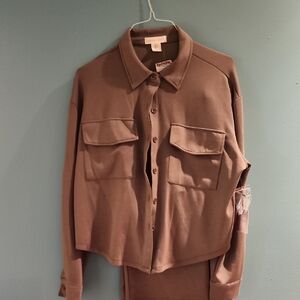 Green Button-Up Shirt and Pants Set